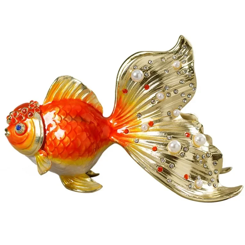 Living room wine cabinet, TV cabinet decoration ornaments, housewarming new home, more enamel every year, colorful goldfish