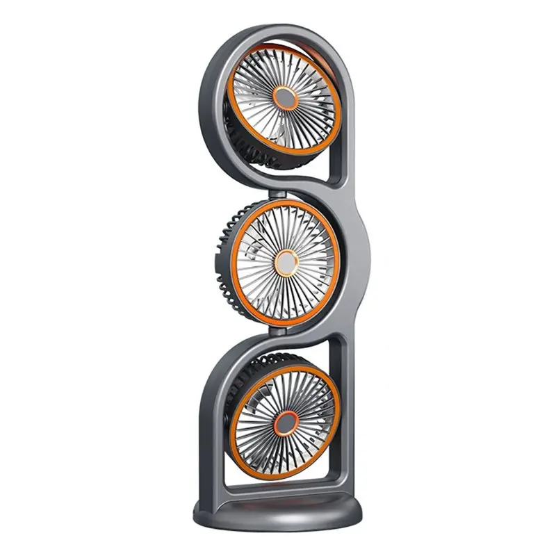 

KEOL-Portable 360° Circulation Three-Head Fan USB Rechargeable 5-Speed Wind Dormitory And Outdoor Desktop Fan
