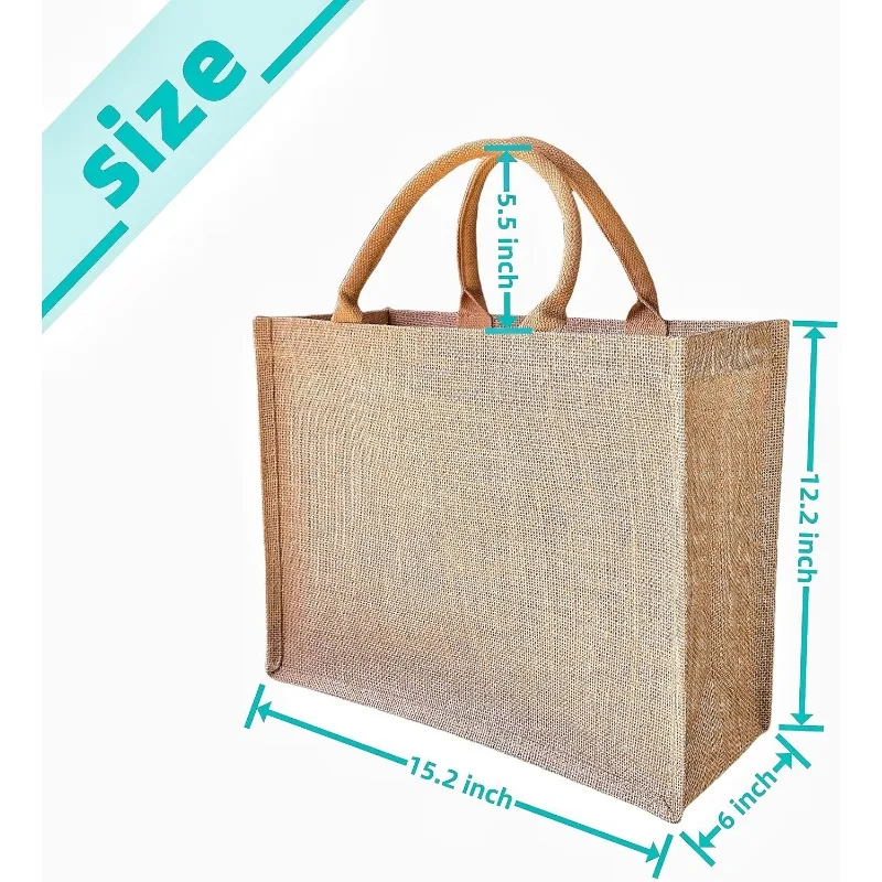 15 Pcs Jute handbag burlap tote bags Travel holiday Wedding Bridesmaids welcome bags Party Holiday Women's gifts Handmade