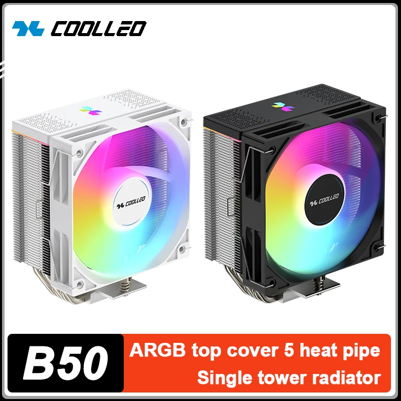 coolleo-b50-cpuクーラー-5ヒートパイプ-argbファン-シングルタワー-空冷ラジエーター-lga1700-115x-1200-1851-am4-am5対応