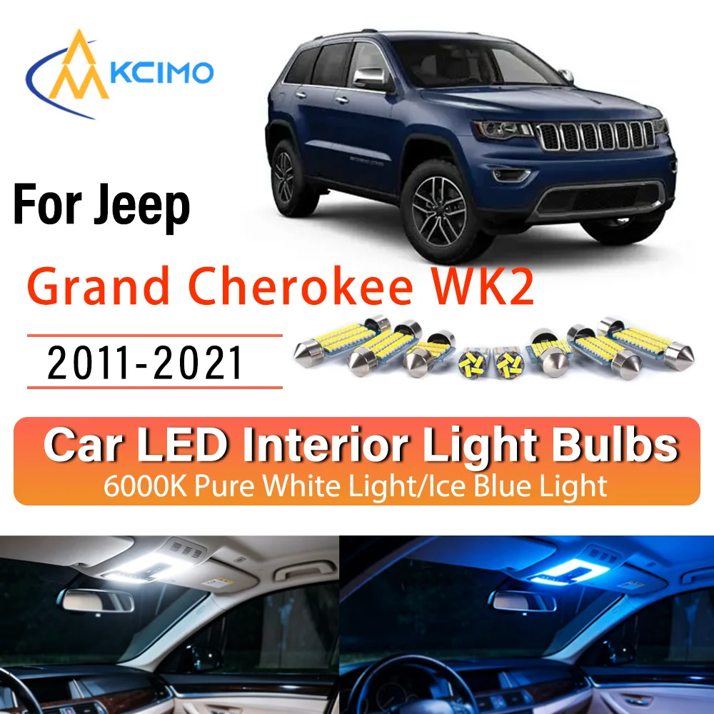 Kit de remplacement d'éclairage intérieur LED à lueur persistante pour Jeep Grand Cherokee WK2 2011-2021 : ampoules de plafond, de lecture, de coffre et de habitacle – Amélioration
