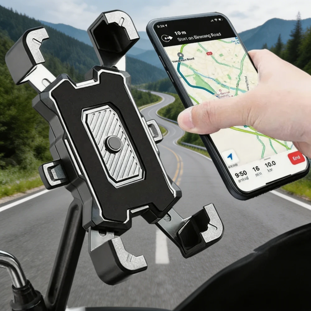 

360° Rotation Motorcycle Phone Holder Adjustable Bicycle GPS Navigation Bracket Anti-slip Shockproof Holder For All Smartphones