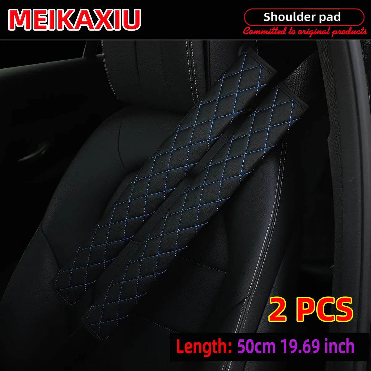 2 Stück, 50 cm, 19,69 Zoll, atmungsaktives Kunstleinen-Mesh-Stoffleder, mehrere Auto-Schulterschützer, Sicherheitsgurt-Dekorationen – Detail 9