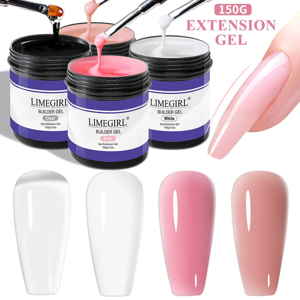LIMEGIRL 150g Nail Extension Gel 4 Colors UV LED Gel Quick Building Gel Nails Tips Nail Art Prolong Repair DIY Nail Gel