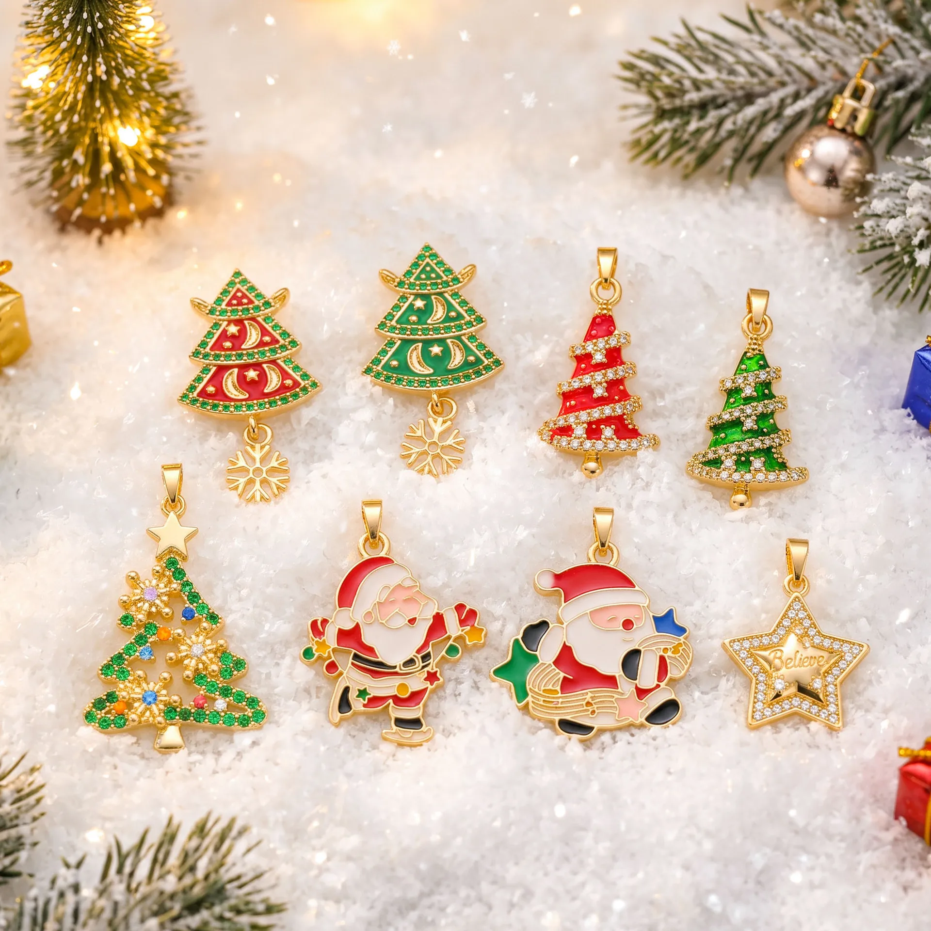 Christmas Copper-plated Accessories Christmas Tree DIY Pendants Jewelry Components