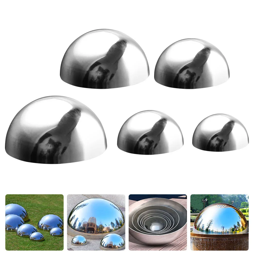 

5 pcs Decor Stainless Steel Mirror Half Garden Home Decoration Gazing Ball Hollow Polished Mirror Surface Balls Ball