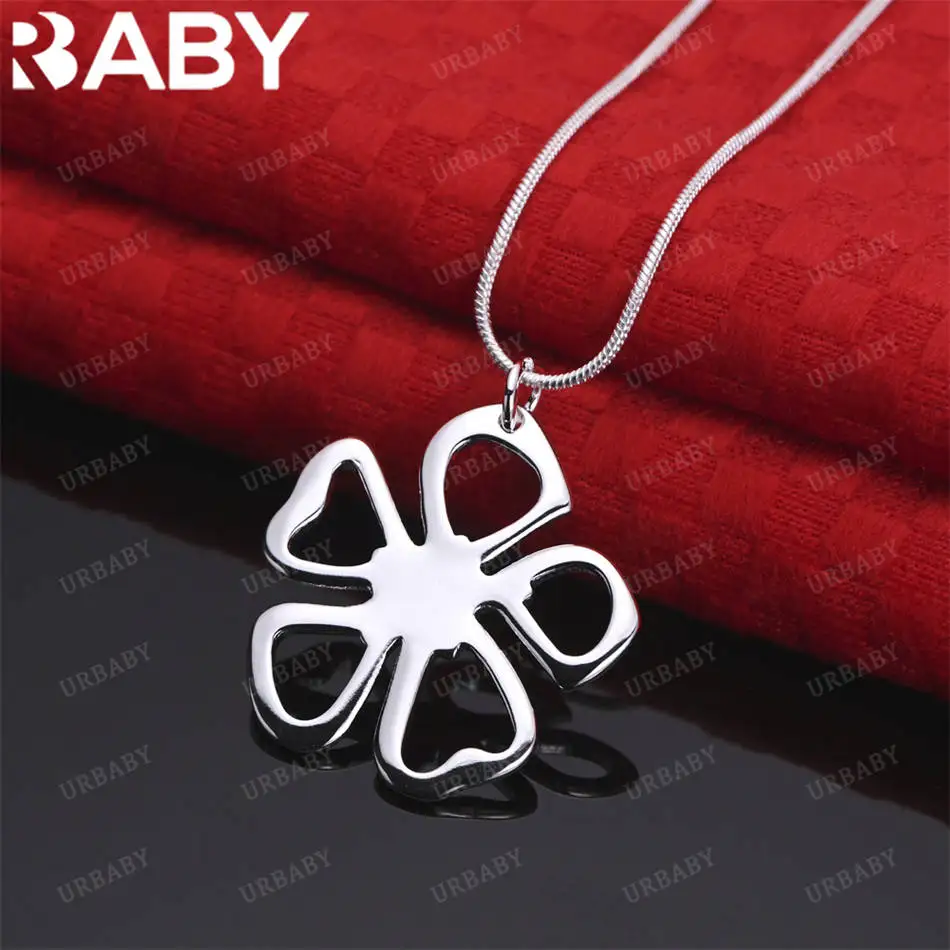 

URBABY 40-75cm 925 Sterling Silver Flower Pendant Necklace For Women Creativity Gift Street All-match Party And Daily Wear