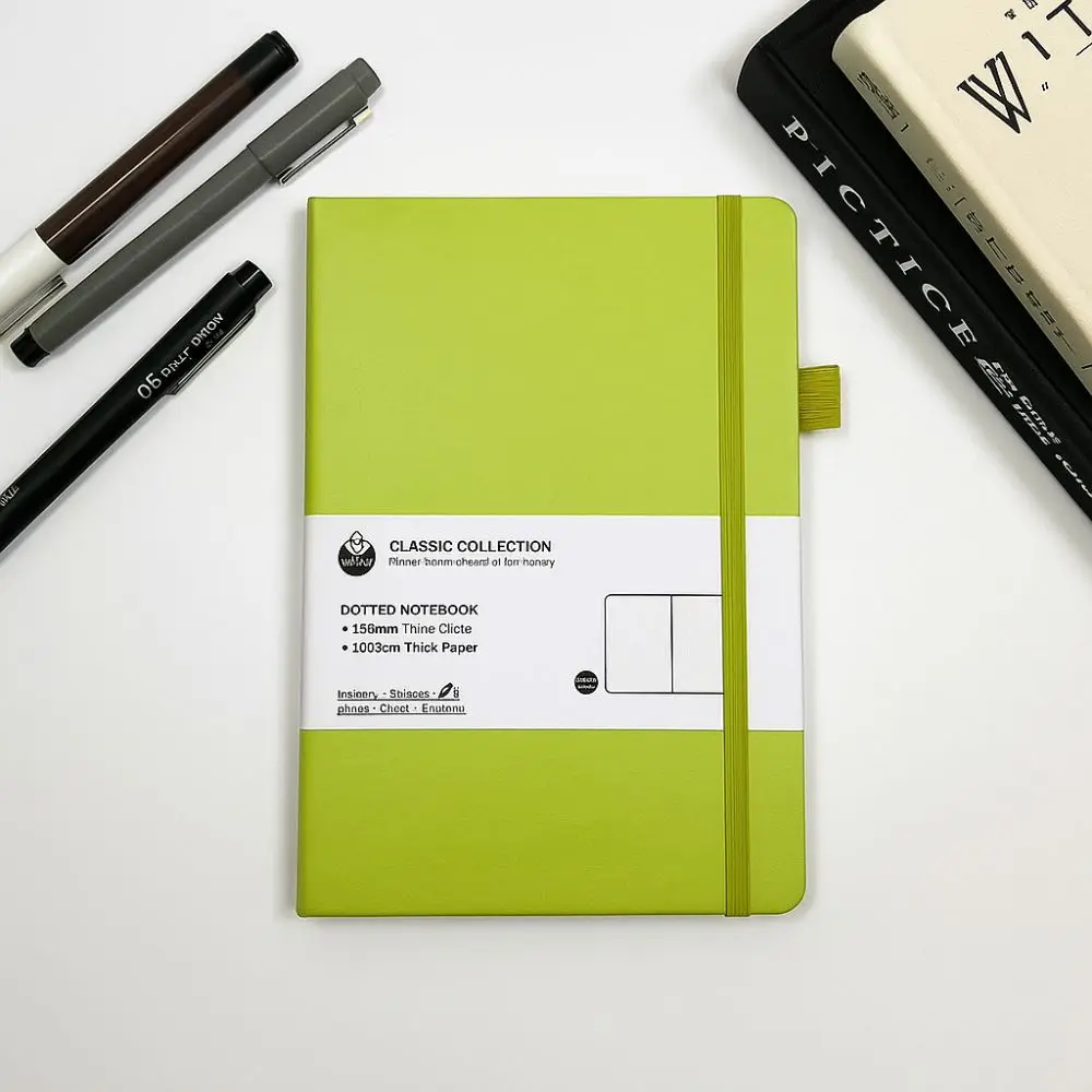 간단한 프리미엄 A5 노트북 북마크 리본 백 포켓 저널 노트북 타이 스트랩 포켓 메모장 사무실