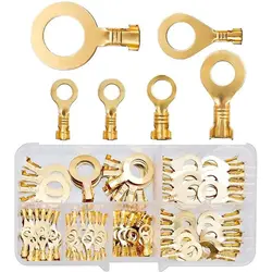 150pcs/set Round Terminal Block DJ431 O-type Lugs Terminals Cold-Pressed Connector Copper Tab Wiring Nose Combination Set New