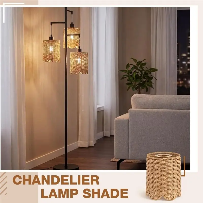 [NEWA76K!】 Small Scalloped Lampshade Rattan Lamp Shade Small Lamp Shade