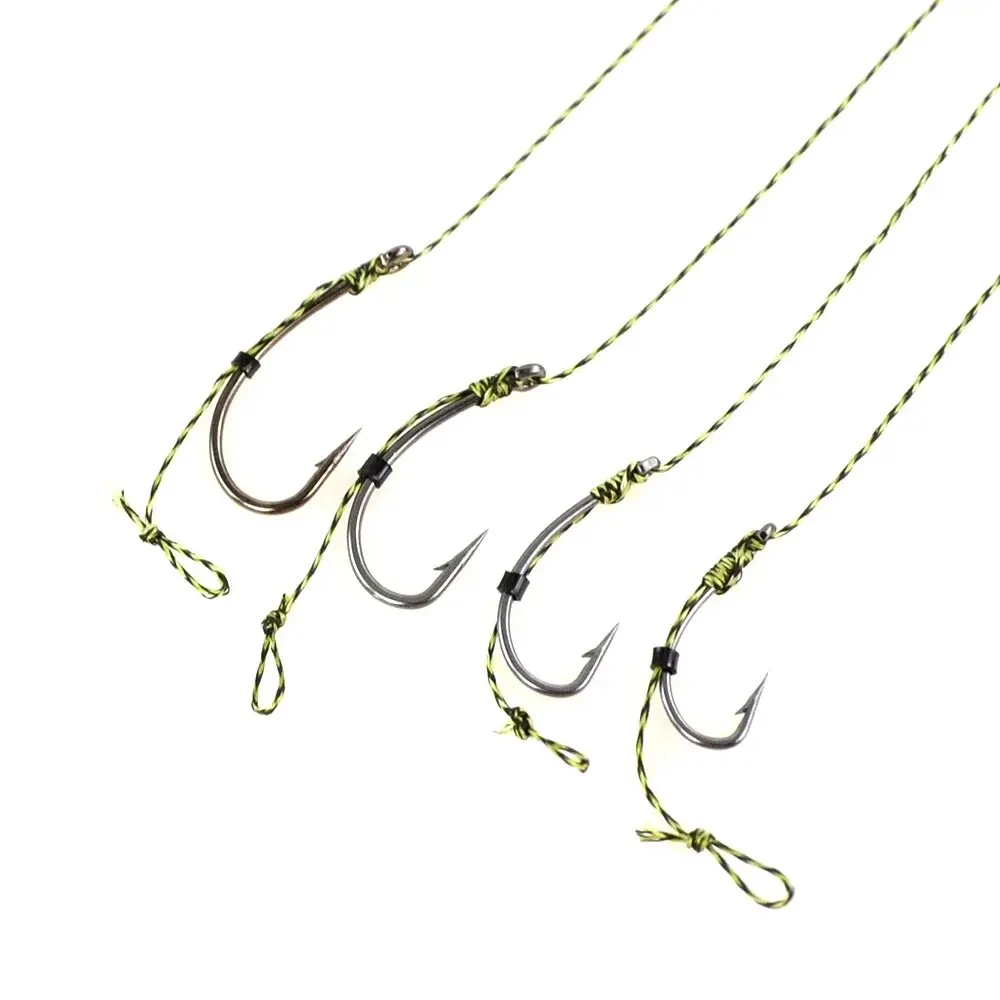 Hirisi 24pcs Carp Fishing Accessories Hair Rig Fishing Hook Set Ready Made Tied Rigging With Fishing Line Boilie Hook TS113