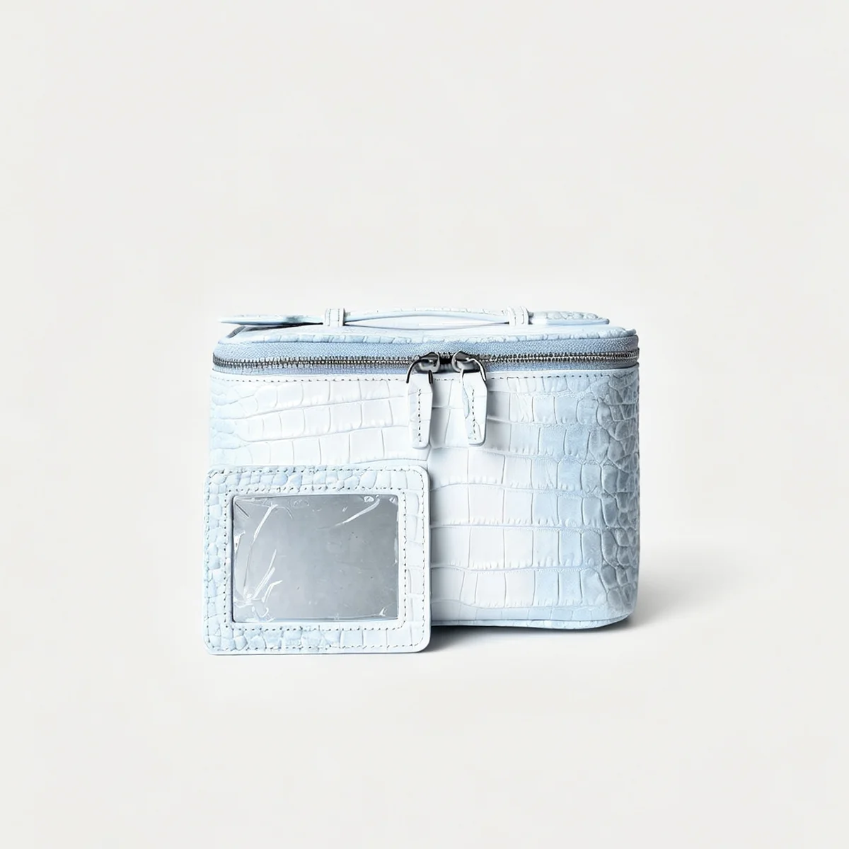 Große Kosmetiktasche aus echtem Leder für Damen, mit Krokodilprägung, als Make-up-Organizer und Reise-Toilettentasche mit integriertem Spiegel, Neu – Detail 16