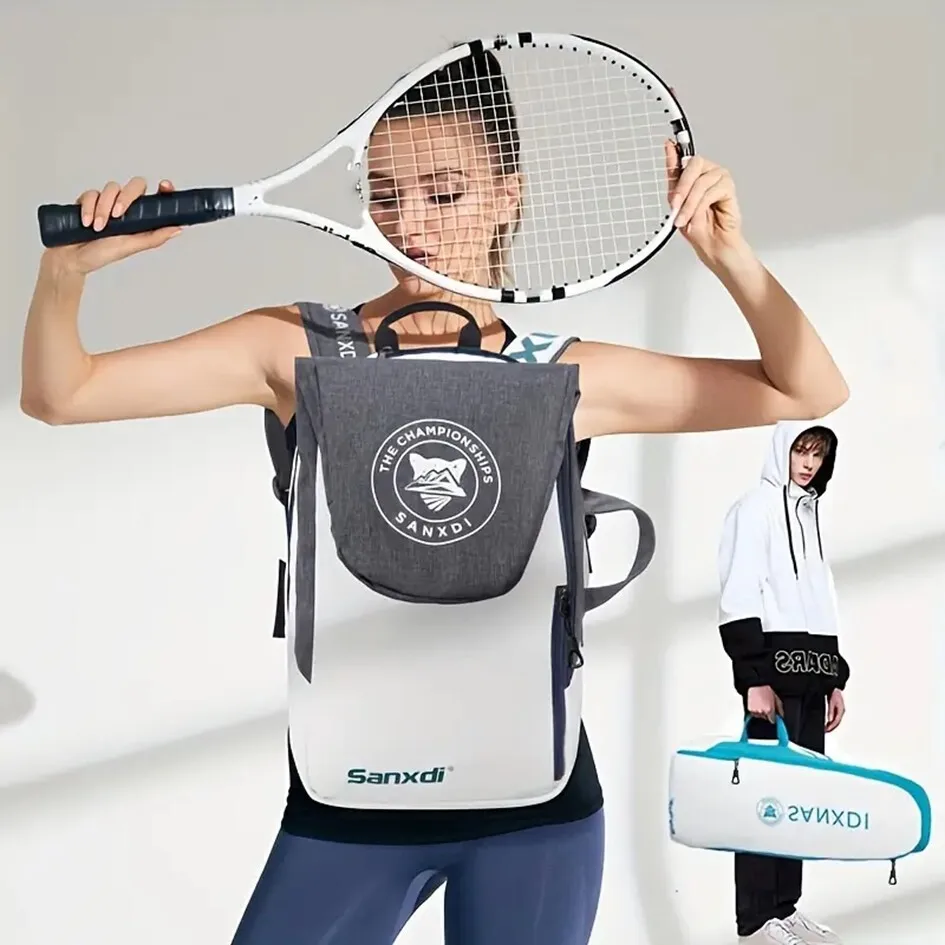 Saco de tênis segurar 1-2 raquete de armazenamento saco de esportes, mochila para raquetes de tênis badminton squash, bolas e acessórios esportivos