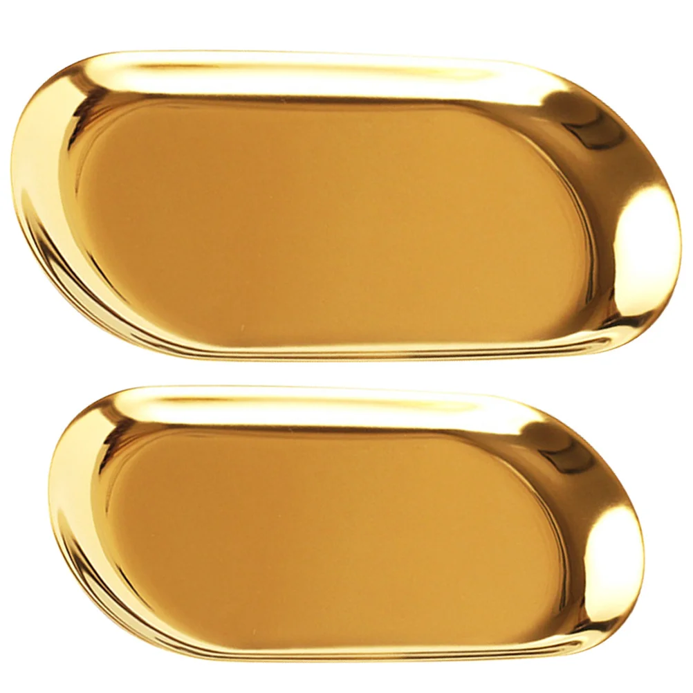 

2 шт. овальный золотой сервировочный поднос из нержавеющей стали для журнального столика, декоративный поднос для хранения фруктов, десерта, блюдо для закусок для дома