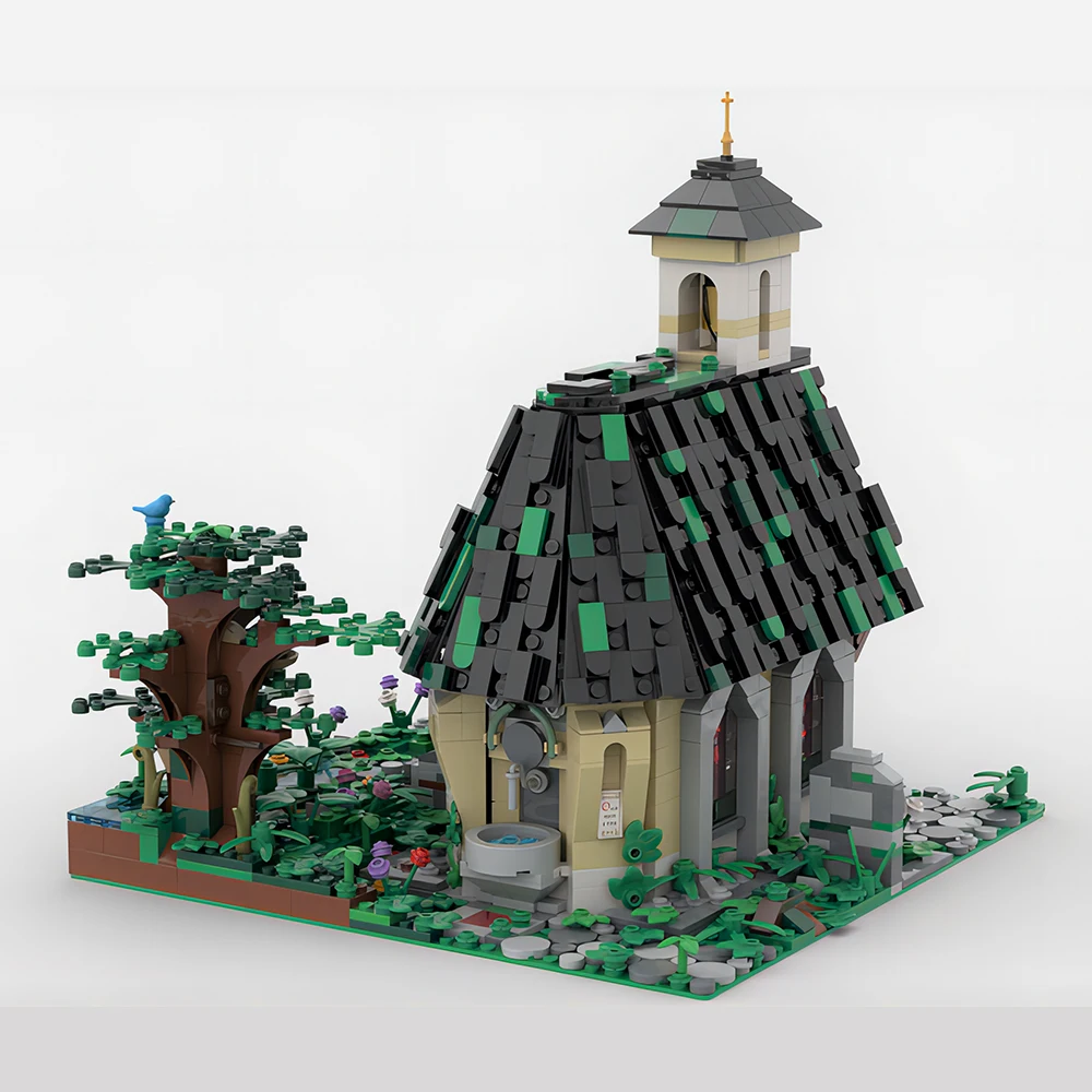 2066 szt. MOC Kapelle modułowa architektura widok ulicy klocki dom DIY zabawkowy Model cegła dla dzieci oświecenie prezent urodzinowy