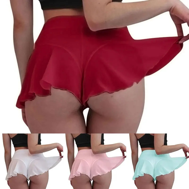 Women Skirts Pants High Waist Pole Dance Ruffled Short Pant Sports Mini Tight Pleated Fitness Yoga Shorts Summer Fashion Skirts