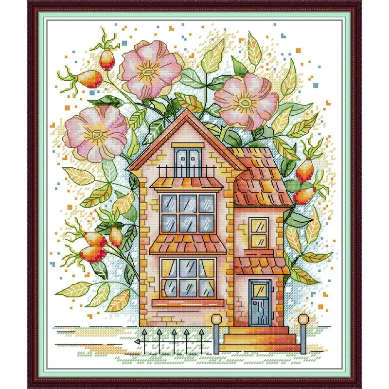 

Maydear Cross Stitch Kit,11CT/14CT/16CT/9CT Aida Fabric,DMC Threads Sewing Pattern Embroidery Set-Rose Hut