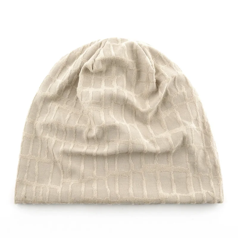 Spring and autumn hats for women, three-dimensional plaid knitted pullover hat for men, outdoor solid color headscarf hat