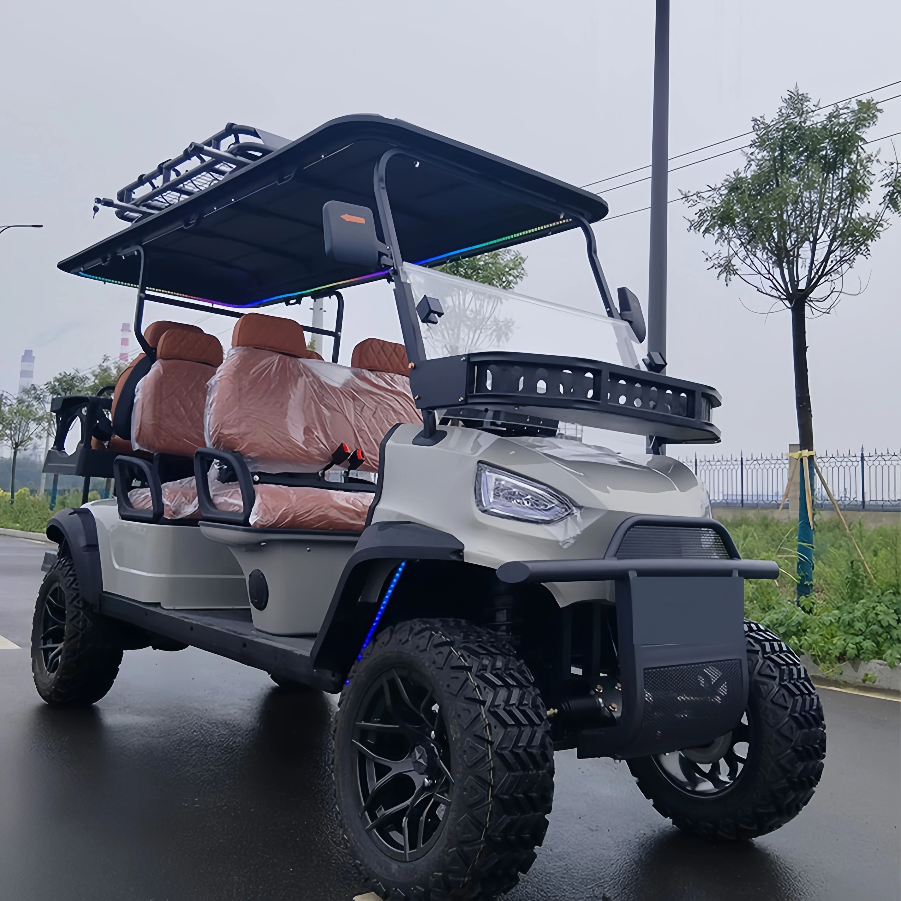 Carro de golfe elétrico de 4/6 lugares com bateria de lítio movida a energia solar Utility Buggy Golf Car