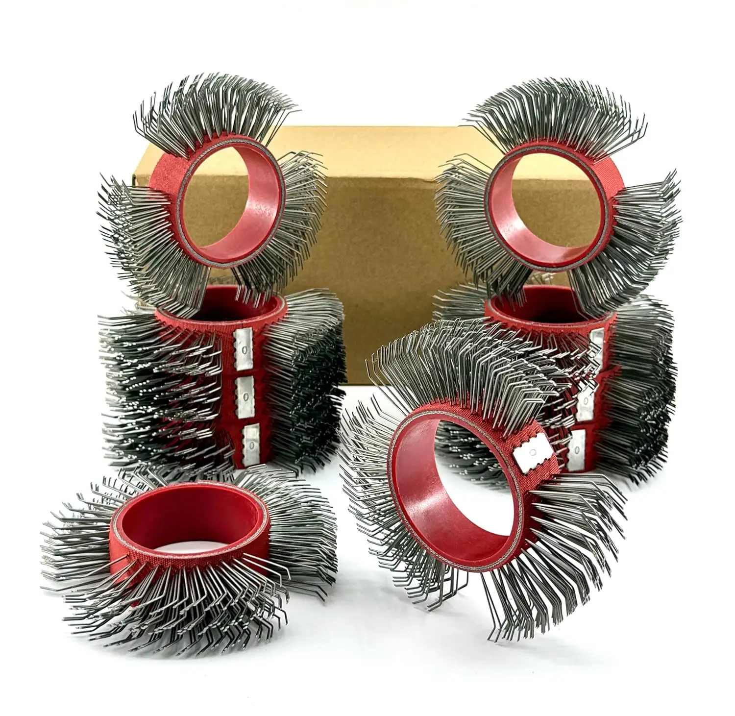

10PCS, Abrasive Wire Wheel for Surface Blaster, 23mm Bristle Blasting Belt for Fast Rust, Paint, Corrosion Removal (0.7mm Carbon Spring Steel, a Box with Ten Belts)