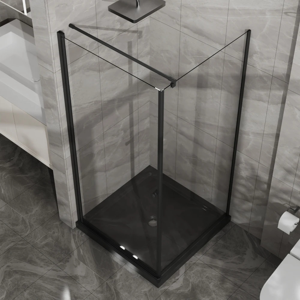 

Душевая кабина Goodyo 36×36×72 см угловая, безрамная, с поворотным механизмом, из закаленного стекла 1/4 дюйма, черный комплект