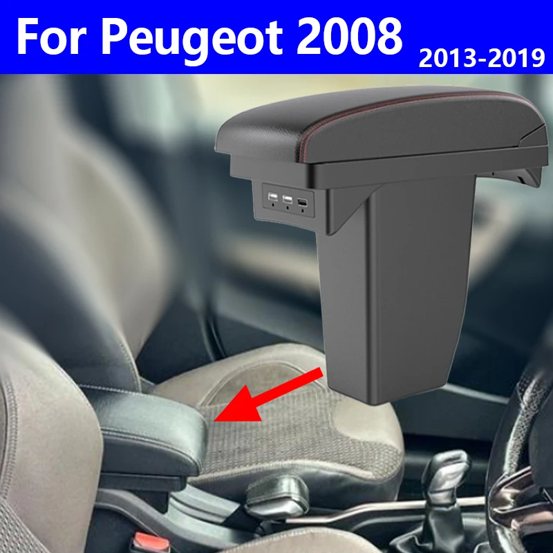 

Аксессуары для автомобиля, подлокотник для Peugeot 2008, украшение интерьера, ящик для хранения центральной консоли, 2013-2019, аксессуары для салона автомобиля
