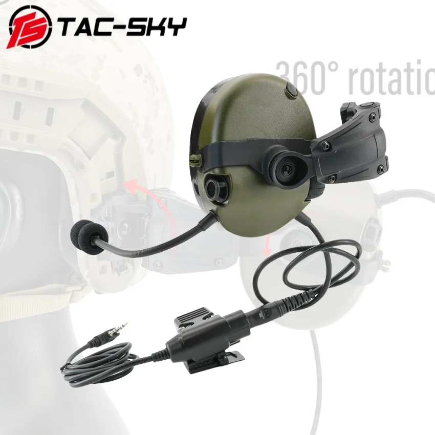 

TAC-SKY New Unilateral Comm(No Noise Reduction）tactical Headset with Tactical ARC Rail Adapter Tactical U94 Ptt for Baofeng Radi