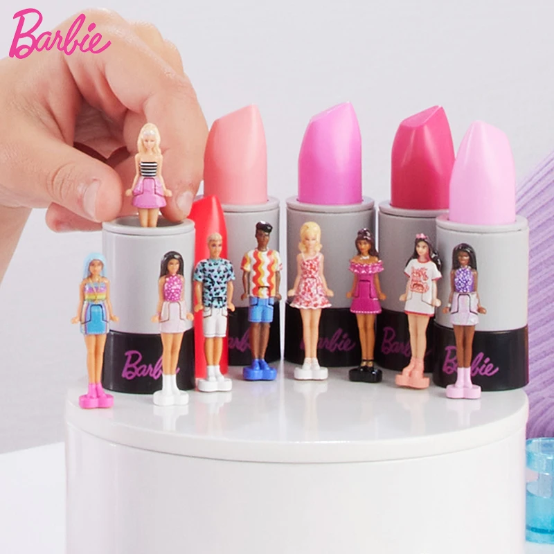 1.5 Inches Original Mini Barbie Land Fashionista Icon Lipstick Tube Micro Dolls Accessories Toys for Girls Assortment Decoration