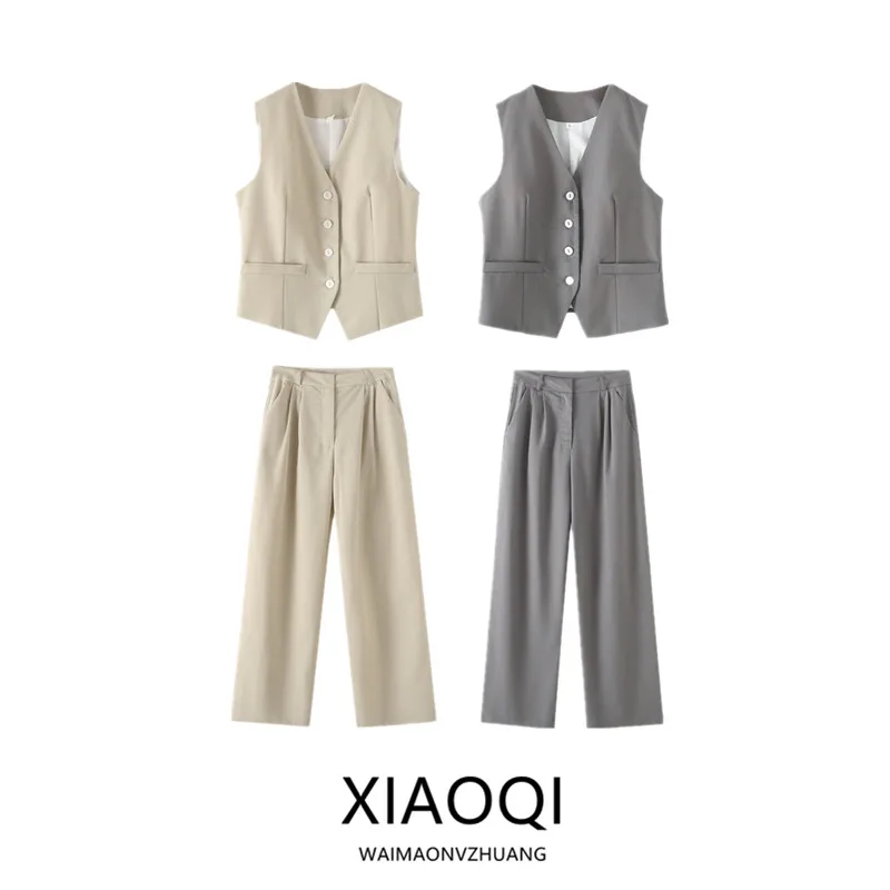 Conjunto de ceco adeazante y plones largos para mujer, ropa de trabajo versátil para ir al trabajo, cintura media, m...