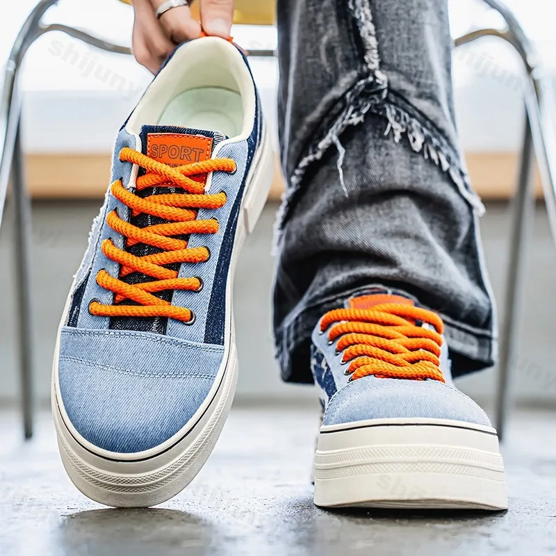 

Canvas Shoes Men 2025 Spring New Fashion Versatile Casual Sports Shoes Thick Soled Height Increasing Comfortable Chunky Sneakers