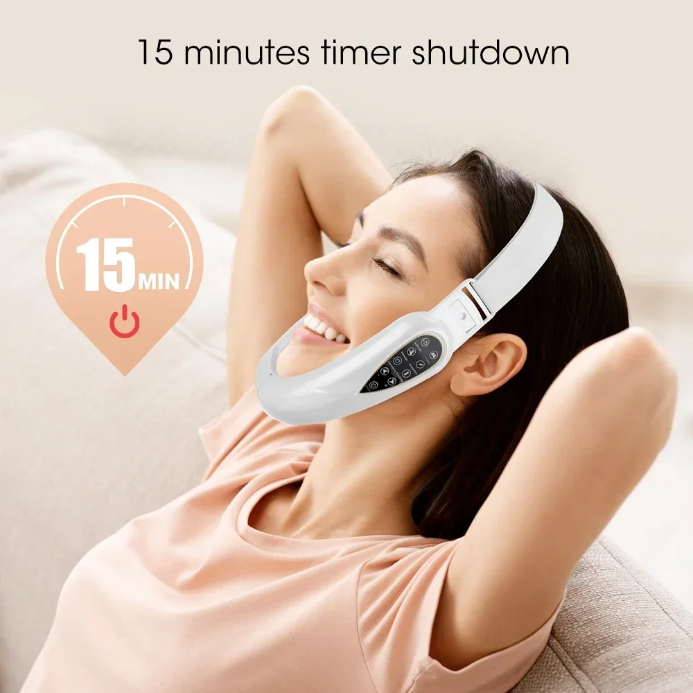 Electric V-Face Lifter Facial Massage Belt Double Chin Remover LED 5 Modes Firming Beauty Device with Remote Control