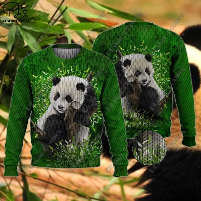 New 3D printed animal series cute panda pattern genuine ugly sweater winter casual unisex round neck sweater