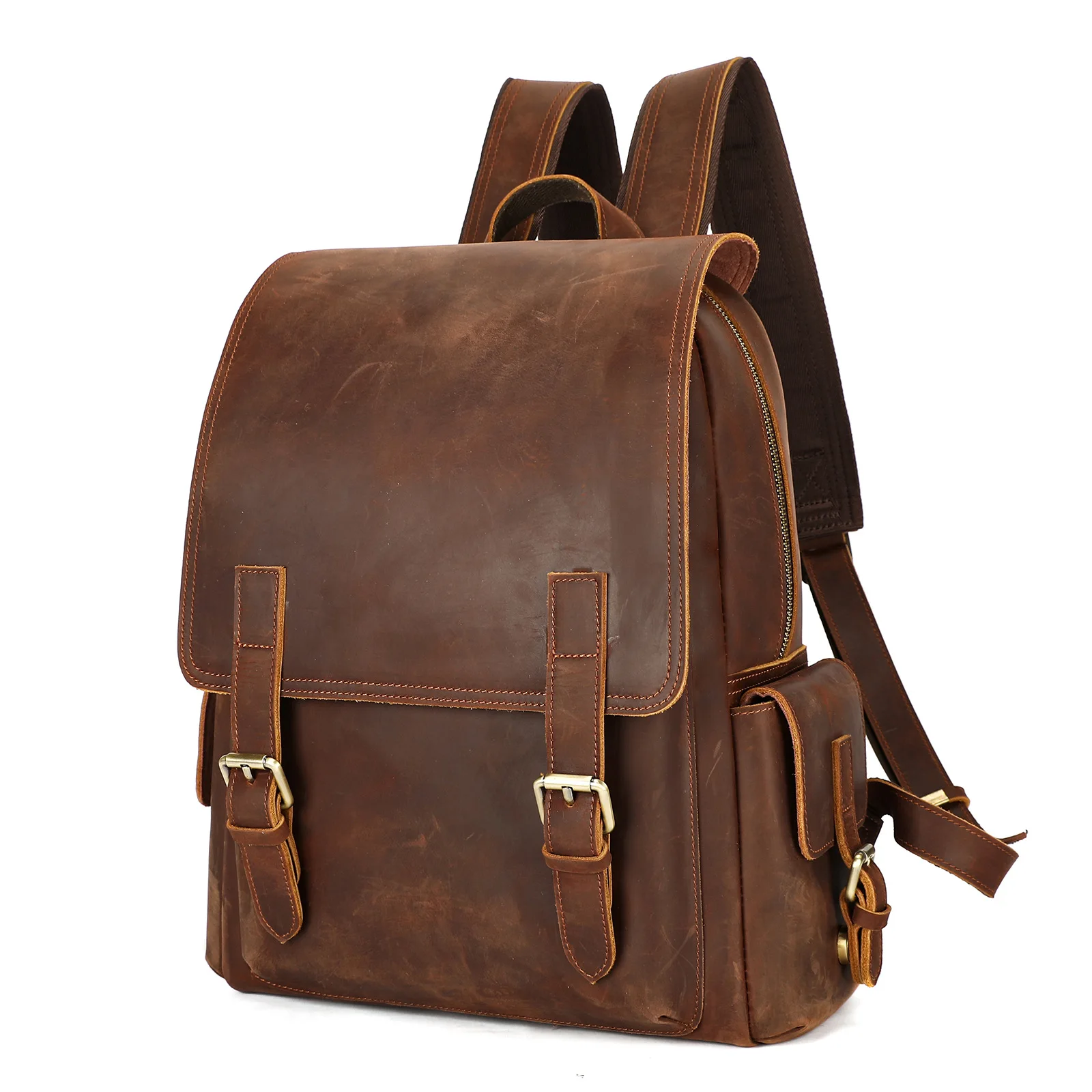 

Genuine Leather Laptop Backpack for Men, Vintage Large Capacity Business Travel Rucksack