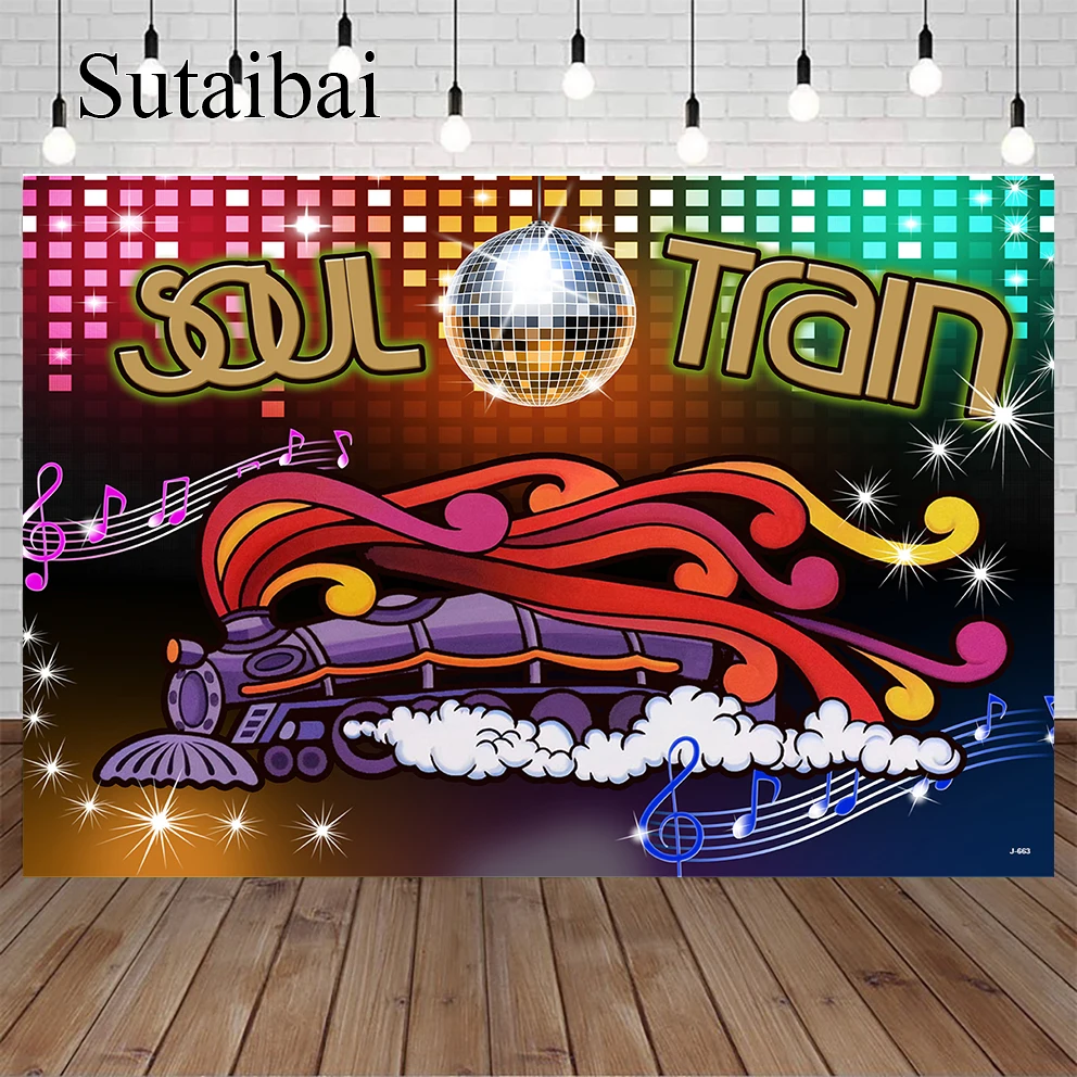 

70s 80s Soul Train Disco Dancing Birthday Party Decor Backdrop Table Banner Poster Photography Background Photo for Women Men