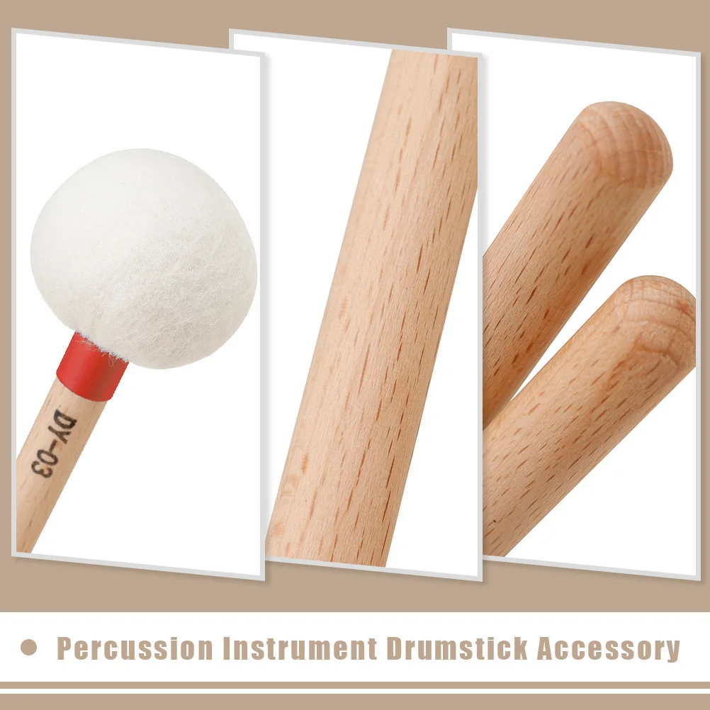 

2Pcs Tuning Drumstick Felt Mallet Sticks Wood Handle Replacement Percussion Instrument Drum Hammer Musical Accessory