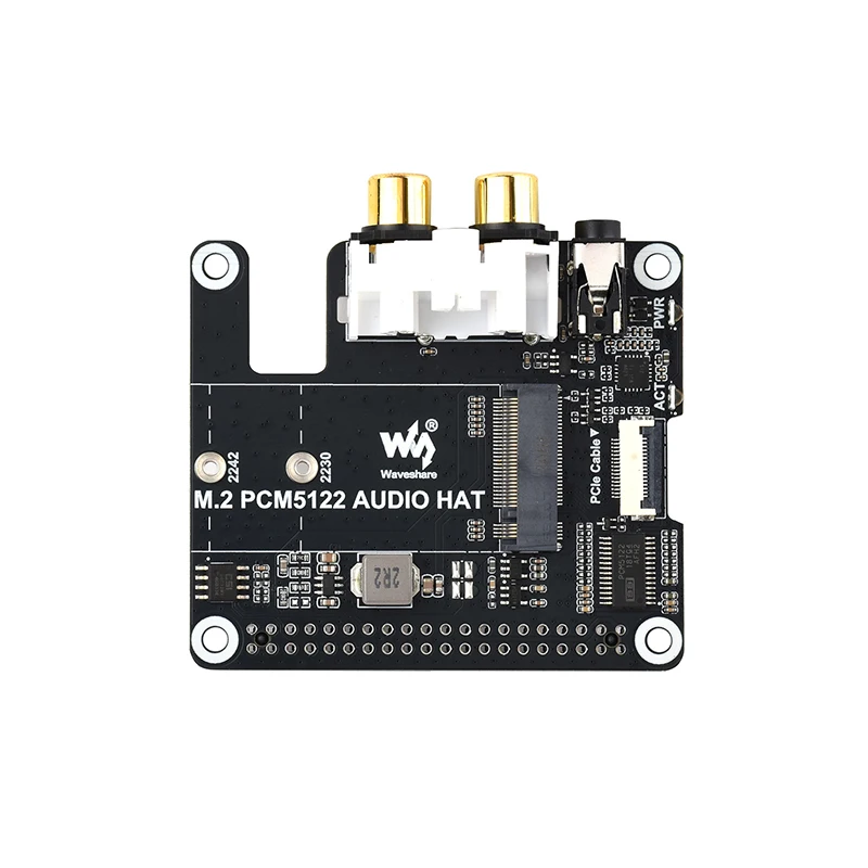 PCIe To M.2 HAT With I2S Audio Extension For Raspberry Pi,Supports NVMe Protocol Solid State Drive, Onboard 3.5mm Headphone Jack