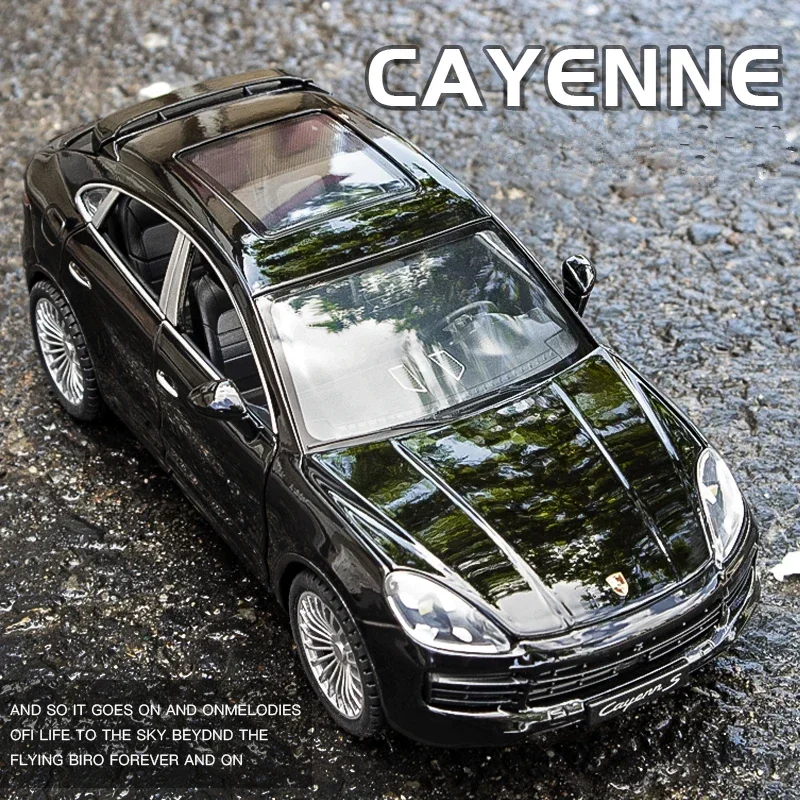 โมเดลรถไดแคสต์ Cayenne Turbo S อัตราส่วน 1:24 ผลิตจากโลหะผสม ของเล่นรถยนต์จำลอง พร้อมเสียงและไฟ ของสะสม ของขวัญ