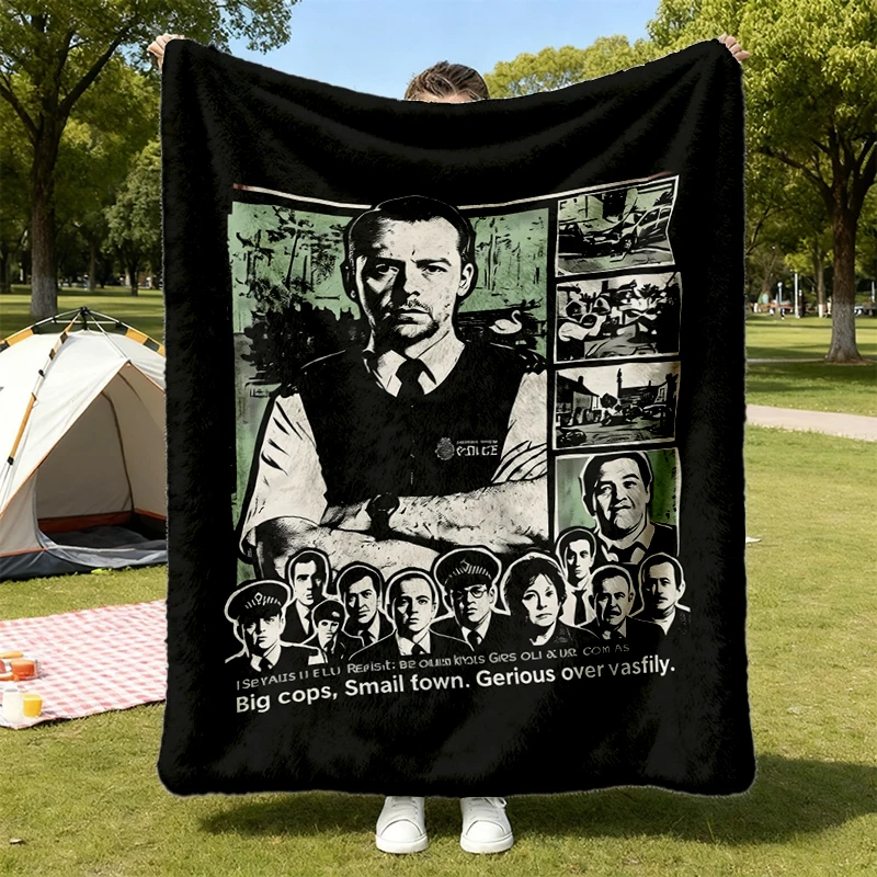 Hot Fuzz Movie Poster Comfy Blanket Edgar Wright Film Graphic Soft Blanket
