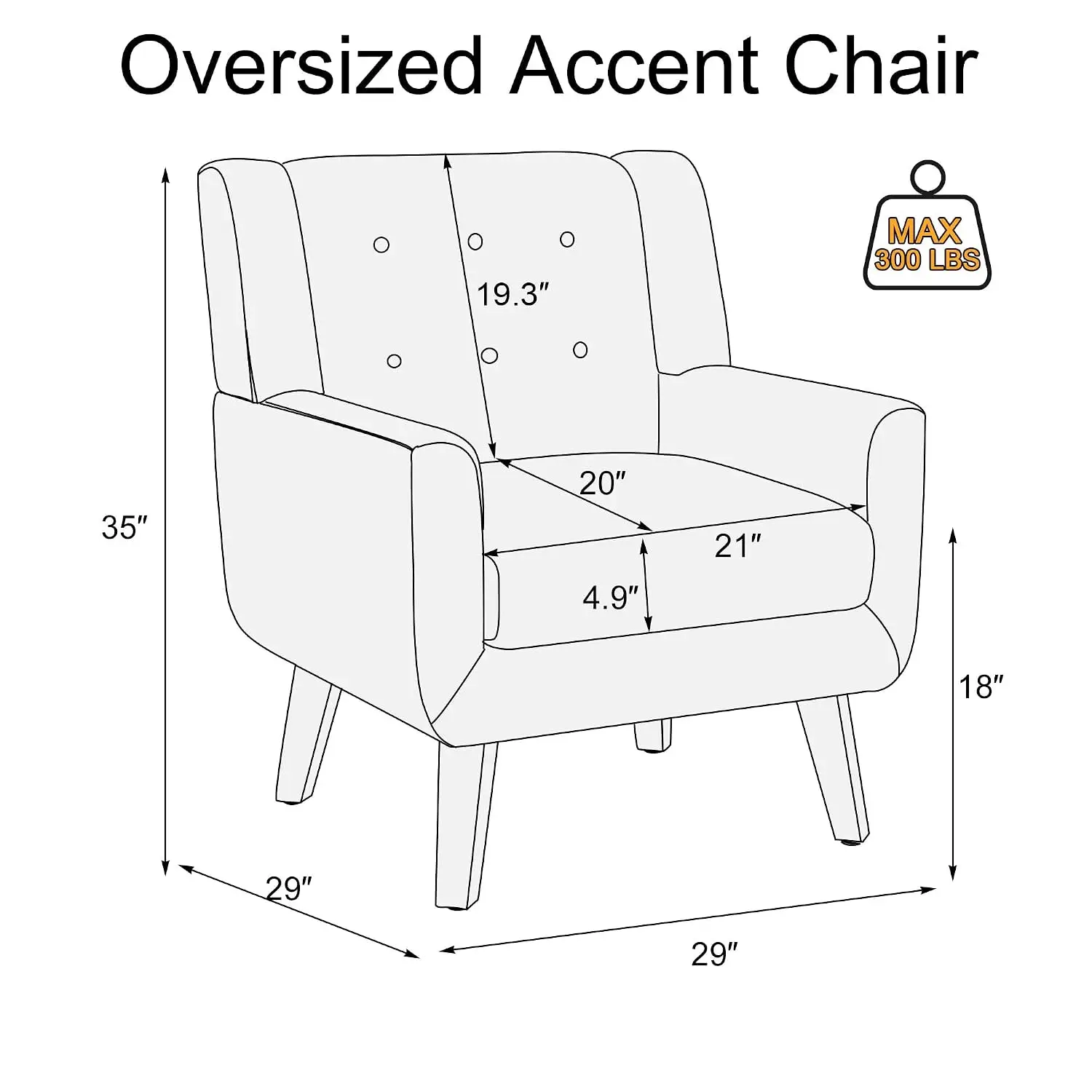Linen Accent Armchair Mid Century Modern Button Tufted Upholstered Comfy Reading & Vanity Chair Living Room Bedroom, Customized