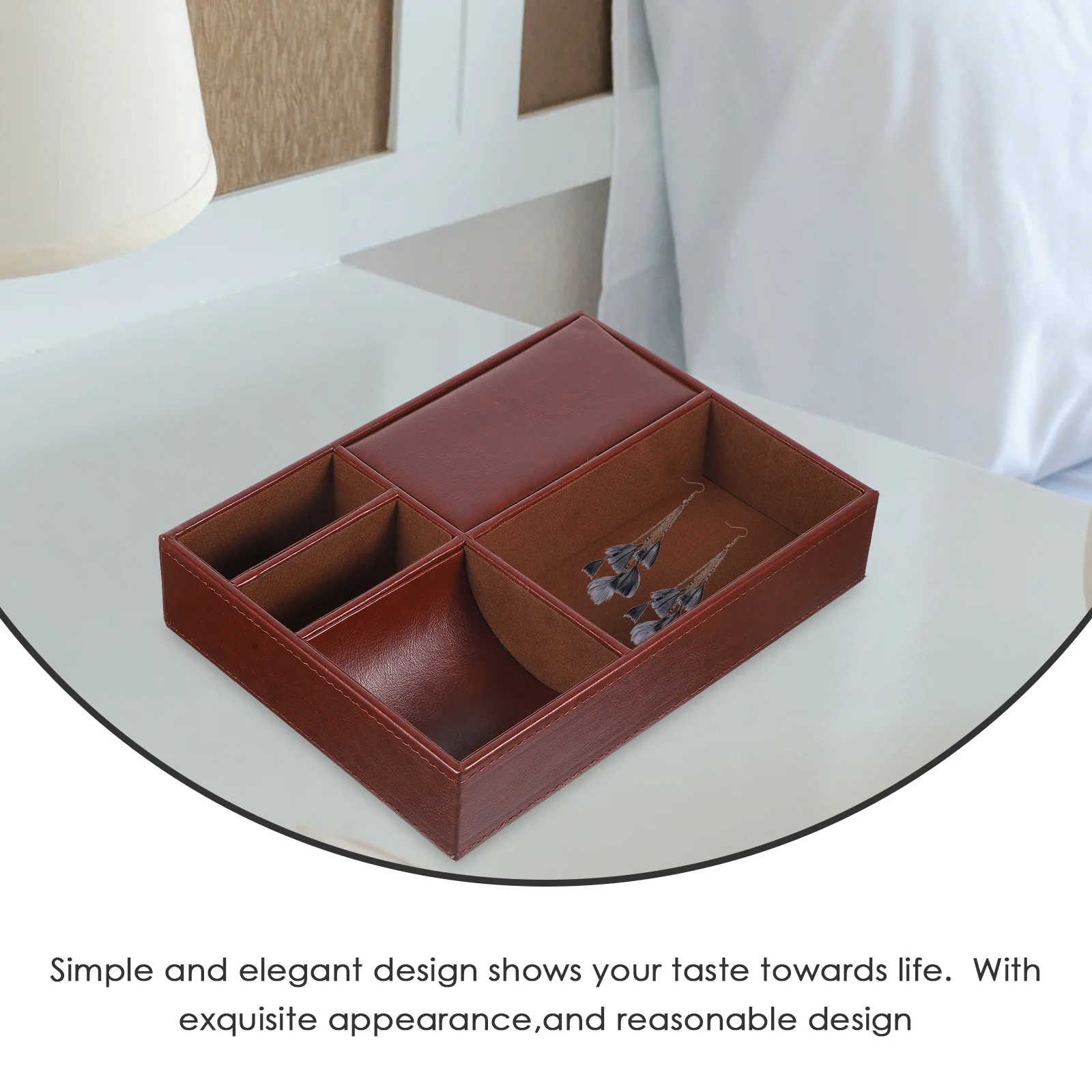 

Storage Box Jewelry Case Vintage Nightstand Compartments Phone Holder Small Travel Organizer Bracelet Boxes Glasses