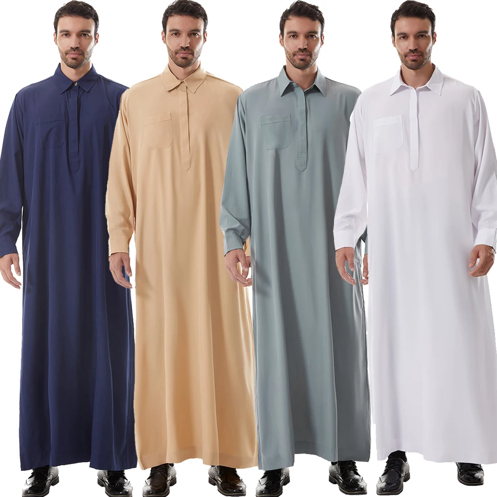 ตะวันออกกลาง Men Robe Saudi อาหรับ Thobe Jubba Abaya Thobe ดูไบ Daffah Kaftan อิสลาม Thawb มุสลิม Caftan Dishdasha Djellaba