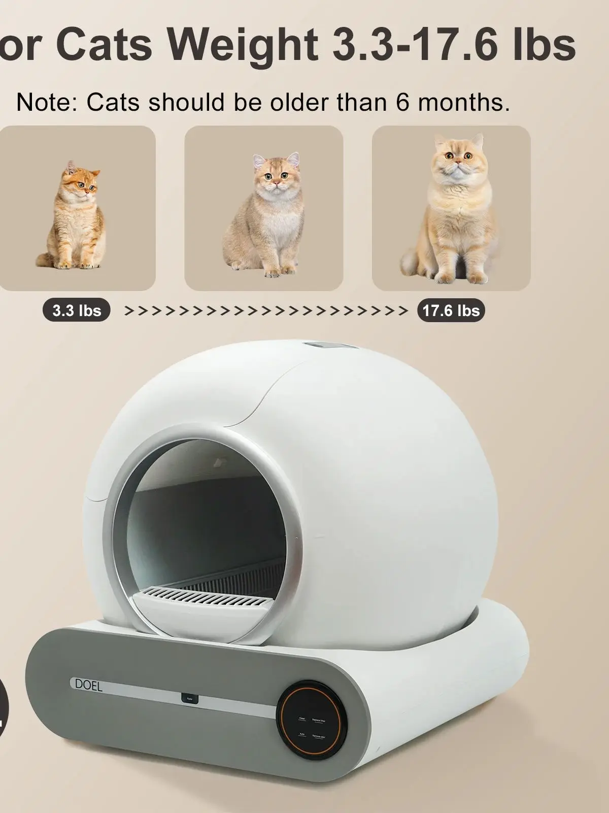 DOEL Zelfreinigende kattenbak 65L Automatische kattenbak met vuilniszak en kattenbak Slim kattentoilet App-bediening 2.4G WiFi - afbeelding 2