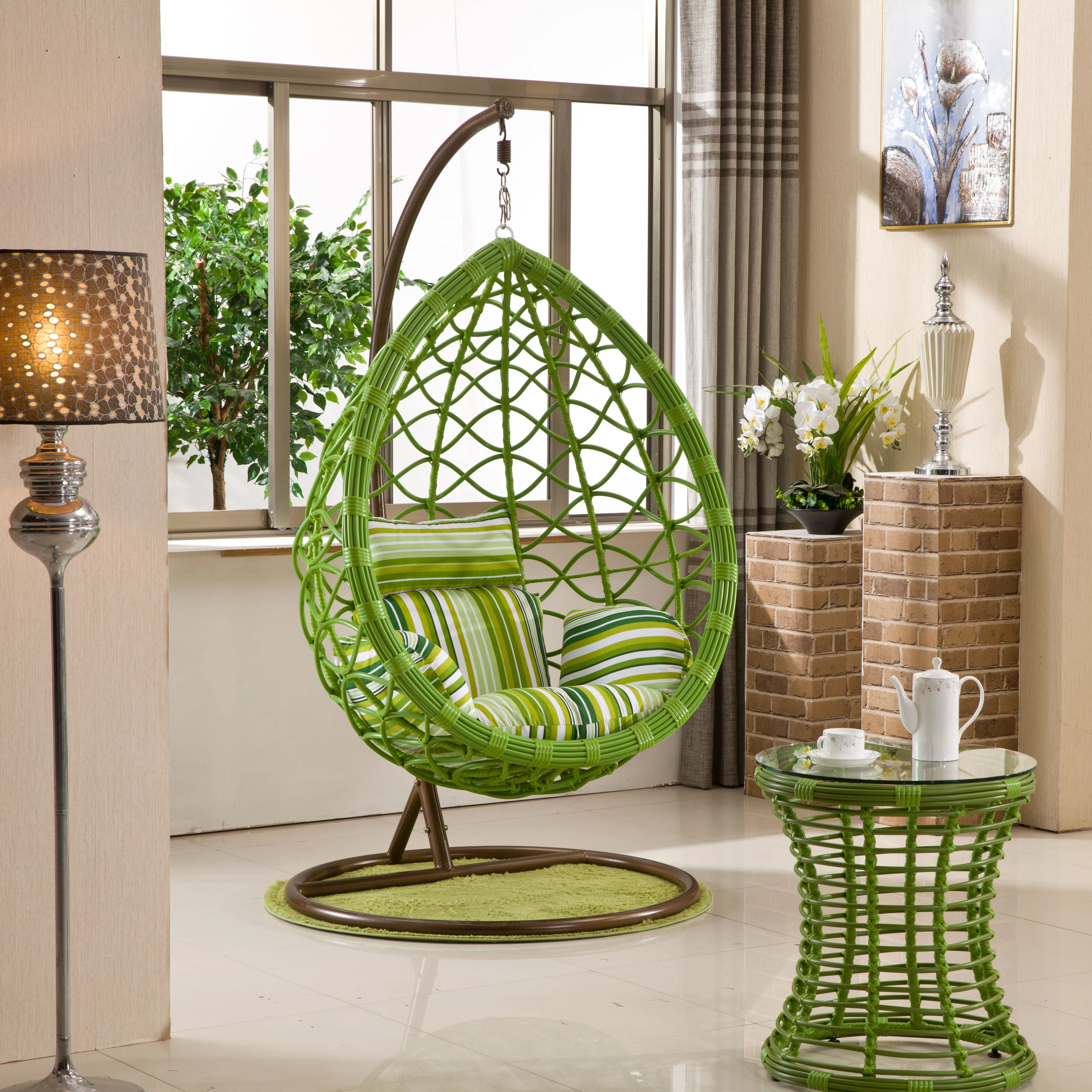 

Modern Egg Shape Outdoor Furniture Garden Wicker Rattan Hanging Patio Indoor Egg Swing Chair With Stand