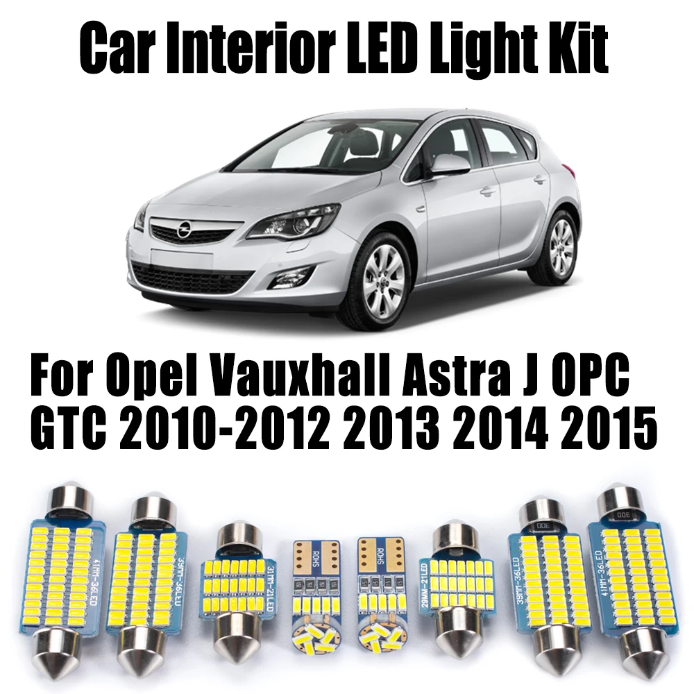 

13Pcs LED Interior Map Dome Light Canbus For Opel Vauxhall Astra J OPC GTC 2010 2011 2012 2013 2014 2015 Car Ceiling Bulbs Kit