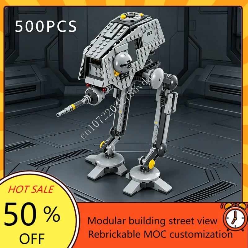 500-teiliges MOC Weltraum-Kampf-All-Terrain-Abwehr-Kapsel AT-DP Walking Mech Modellbausatz Technik-Bausteine Montage-Spielzeug Geschenke