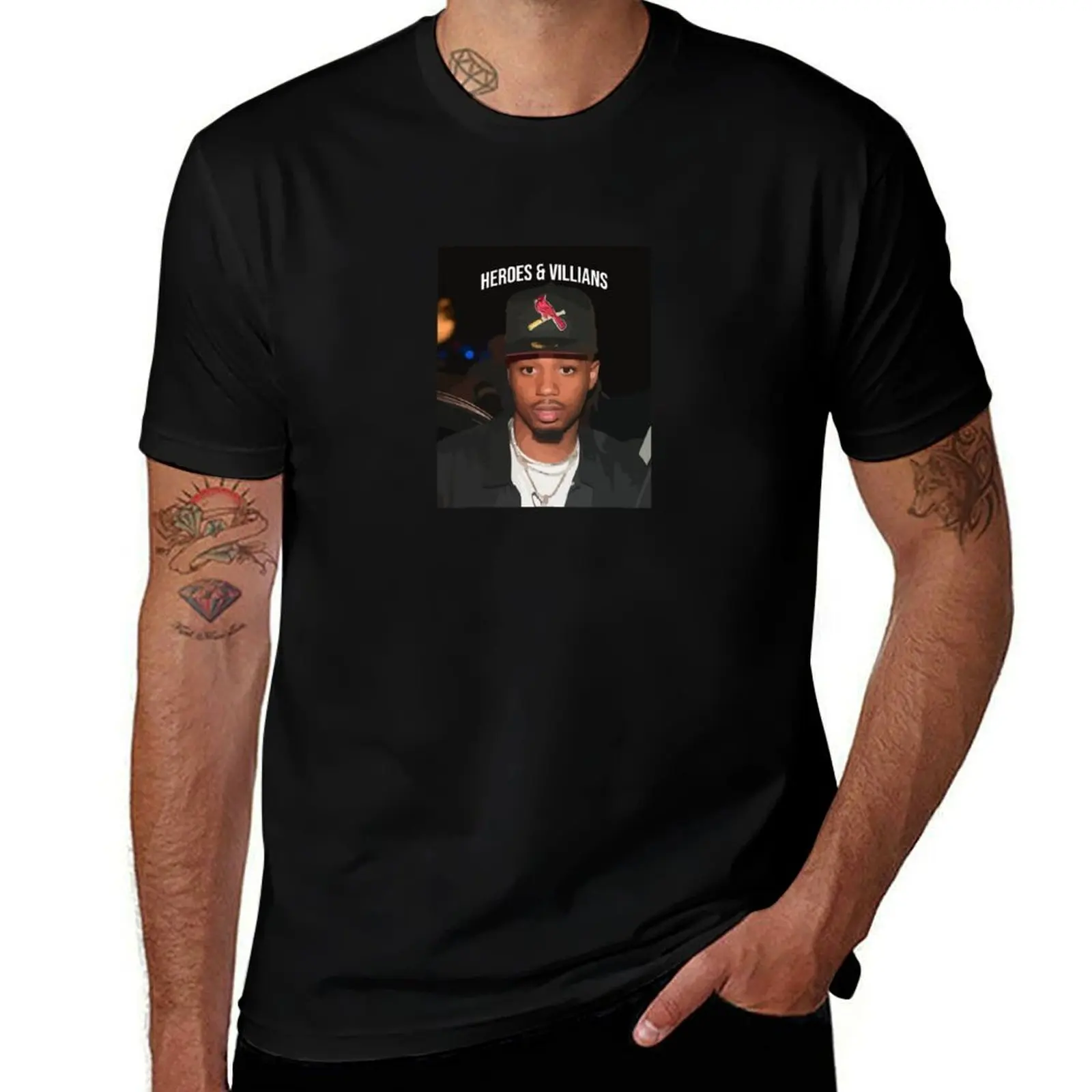 Metro boomin heróis e vilões cartaz álbum gráfico camiseta de grandes dimensões t camisa masculina camisetas gráficas anime