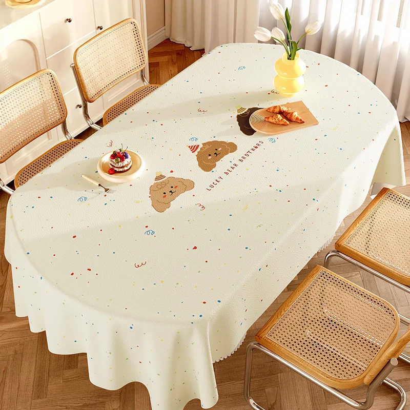 Luxury Cartoon Printed Waterproof Tablecloth High-End Lambskin Table Cover for Living Room Soft Easy-Care Furniture Protector