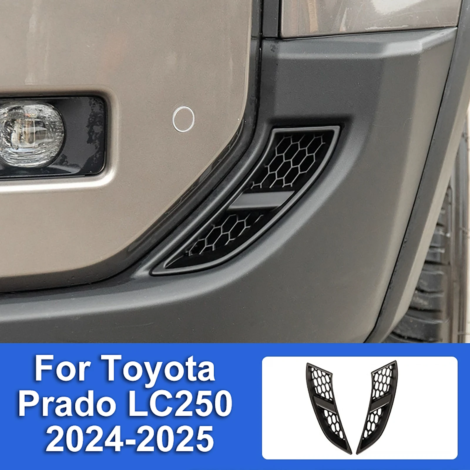 

2PCS Car Front Bumper Fog Lamp Trim Air Inlet Decoration Cover Fit for Toyota Prado LC250 2024-2025
