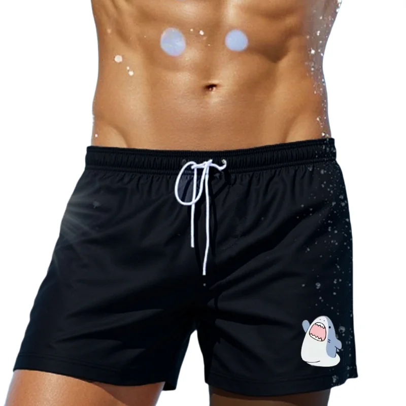 

Новые летние плавки для мужчин, милые пляжные дышащие шорты с принтом акулы, летние повседневные быстросохнущие спортивные свободные шорты для серфинга