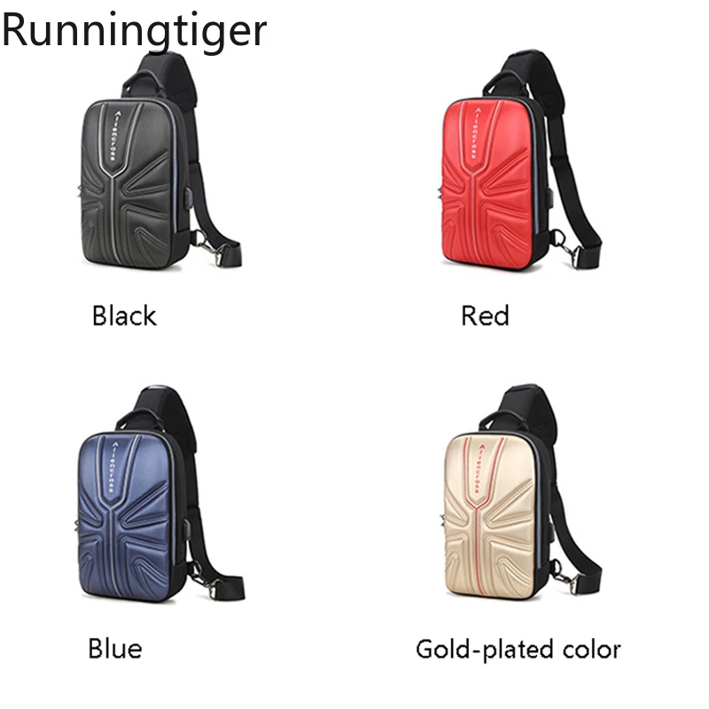 New Men Multifunction Anti-theft Shoulder Bag USB Fashion Crossbody Bag Travel Sling Bag Pack Messenger Pack Chest Bag for Male